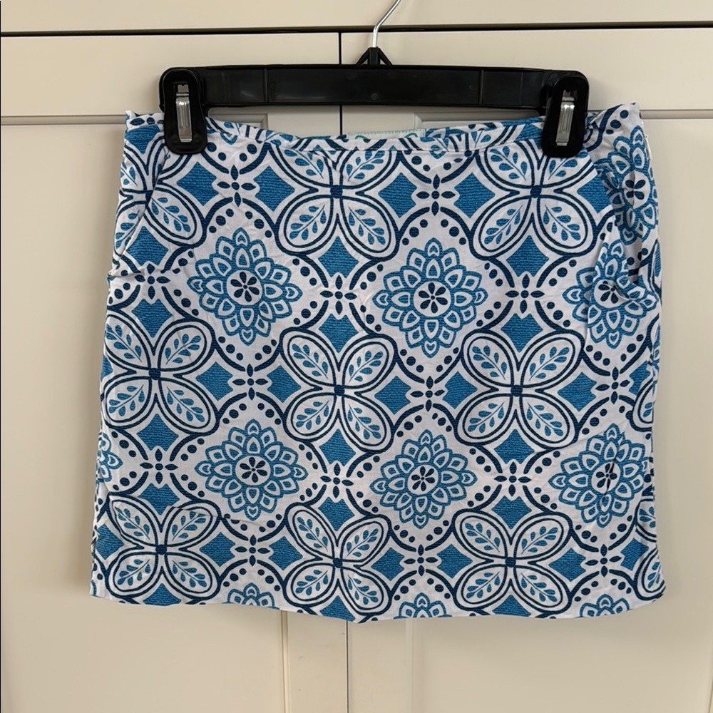 Blue and White Mini Pencil Skorts for Casual Wear